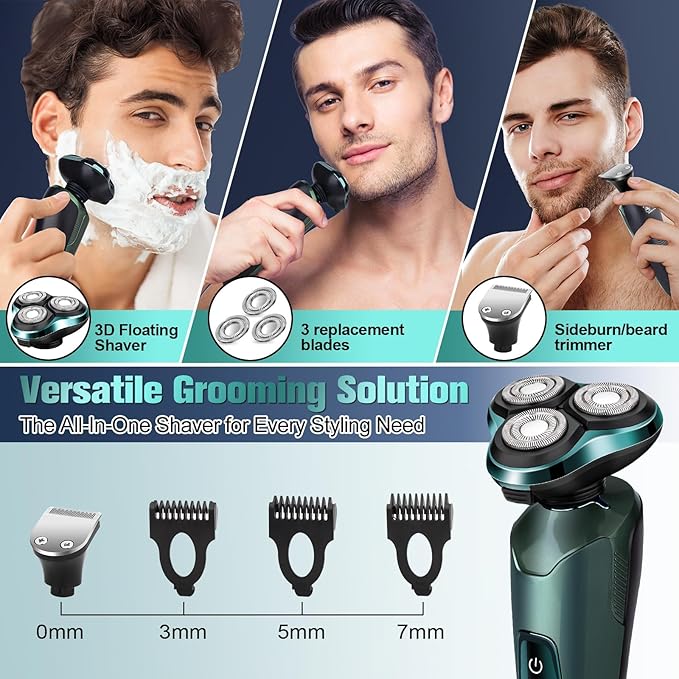 Electric Razor for Men,Mens Razors for Shaving face,LED Display Rechargeable Blades Electric Shavers for Men Floating Head Replaceable Blades, IPX7 Waterproof