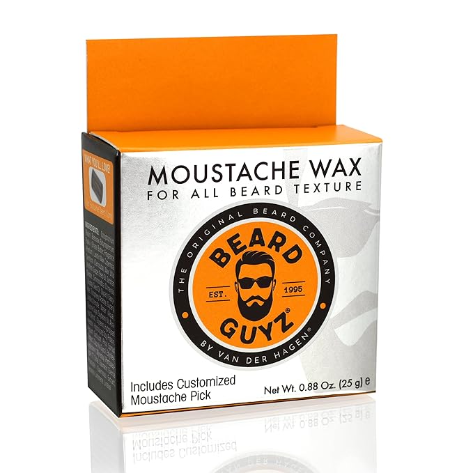 Beard Guyz Moustache Wax – Strong Hold Styling for Mustache & Facial Hair – Natural Beeswax & Carnauba Wax Grooming Balm for Sculpting, Shaping & Conditioning – 1 oz