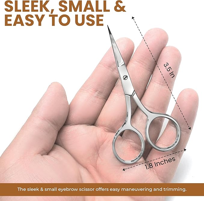 Utopia Care Eyebrow Scissors, Professional Stainless Steel Small Shears for Men and Women Cuticle Nail Scissors, Nose Hair Scissors for Grooming Mustache, Beard, Eyelashes, Ear Hair Trimming, Silver