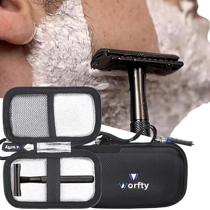 Safety Razor Case for Henson for MANSCAPED® The Plow® 2.0 for Bambaw for BULIMICA for VIKINGS, Universal Hard Travel Case for Safety Razor/Blades & Accessories (Black)