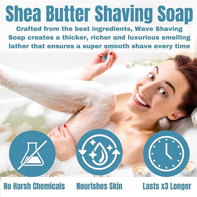 Women's Fragrance Free Shea Butter Shaving Soap – Ideal for Sensitive Skin, Long Lasting, and Perfect for Shaving Legs – Moisturizes and Rehydrates Skin (Pack of 3)