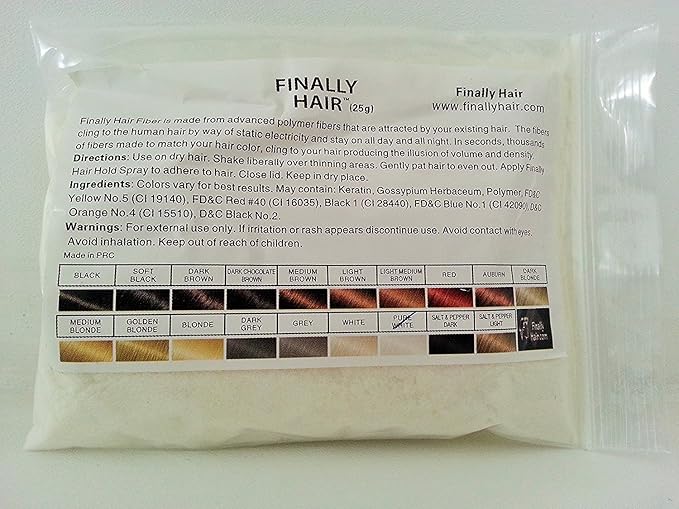 Hair Building Fibers 25 Grams .88 oz Refill Your Existing Bottle. Highest Grade Fiber by Finally Hair (Pure White)