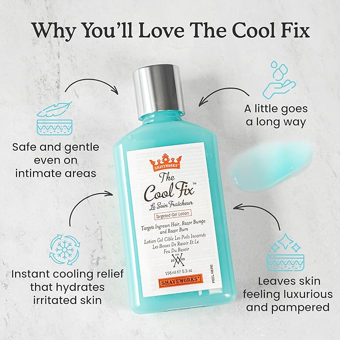 Shaveworks The Cool Fix Aftershave for Women: Pubic Hair Removal, Razor Bumps, Razor Burns, Ingrown Hair Treatment – After Shaving Post Waxing Bikini Area Moisturizing Skin Care Gel 5.3 Fl Oz