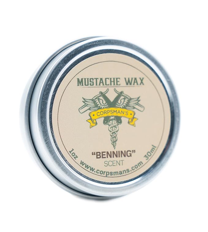 Corpsman's MUSTACHE WAX | Beeswax-based | Four Different Scents | 1 ounce (Benning)
