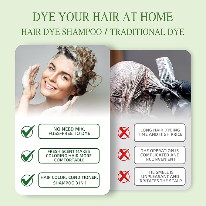 Hair Dye Shampoo 3 in 1 for Gray Hair Coverage, Herbal Ingredients Natural Shampoo Hair Dye for Women & Men/Ammonia-Free 520ml(Chestnut Brown