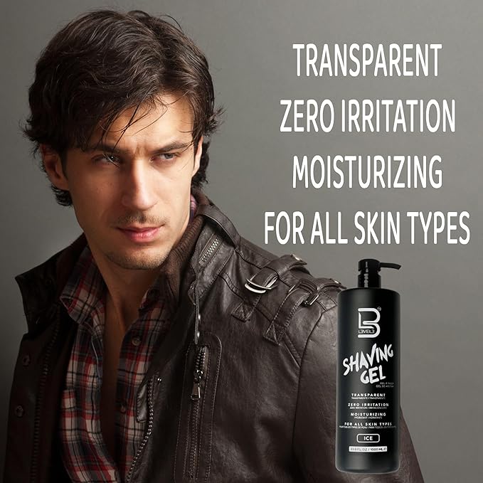 L3 - Level 3 Shaving Gel - Straight Razor Shave Gel - Non-Irritating - Refreshing Smell - No Hot Towel Necessary - Level Three Razor Gel (Ice - Large)
