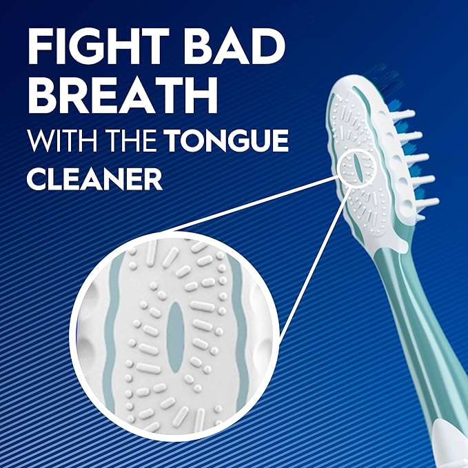 Oral-B Pro Health CrossAction Plaque Removal toothbrushes, 2 Count Toothbrush Soft, Deep Reach in Tight Spaces, Tongue Scraper Tooth Brush, Plaque Fighter, Gentle on Teeth, Gum stimulators