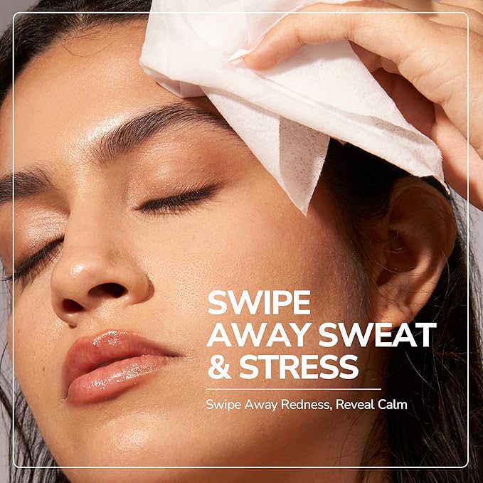Cool + Glow Facial Towelettes Pack | 25 Cleansing Makeup Remover Wipes | Enriched with Jojoba Oil, Menthol & Hot Spring Water | Refreshing Post-Workout Skincare