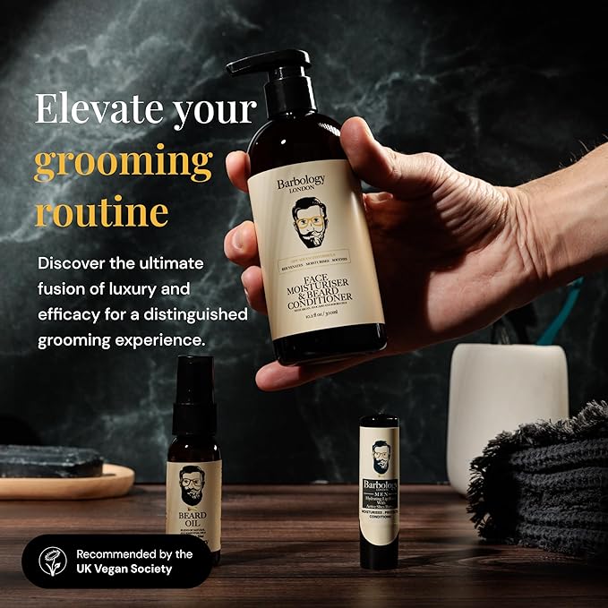 2-in-1 Beard and Face Moisturizer with Jojoba Oil, Argan Oil, and Avocado Oil, Conditions Dry, Itchy and Coarse Facial Hair, 10oz Pump Bottle