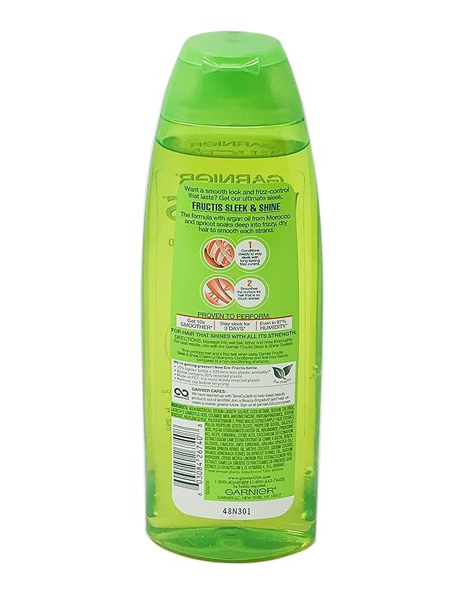 Garnier Fructis Shampoo Sleek & Shine 13 Ounce Frizzy/Dry (384ml) (2 Pack)