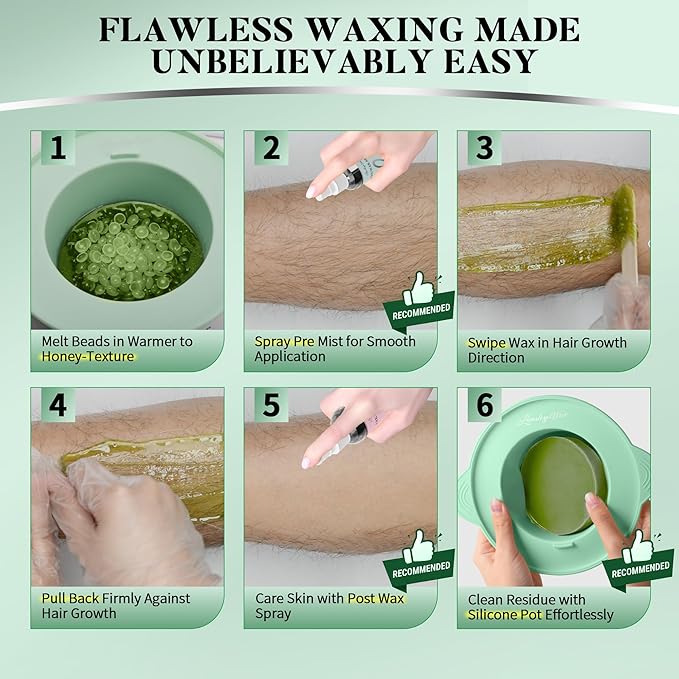 LANSLEYWAX Aloe Hard Wax Beads, 1LB Wax Beans for Sensitive Skin & Full-Body Hair Removal, Brazilian/Bikini/Face/Legs/Eyebrow/Armpit/Chest Waxing Refill at Home for Women & Men, Stripless Formula