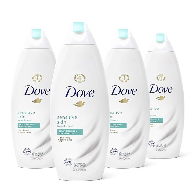 Dove Sulfate Free and Hypoallergenic, Sensitive Skin Body Wash, 22 Fl Oz (Pack of 4)