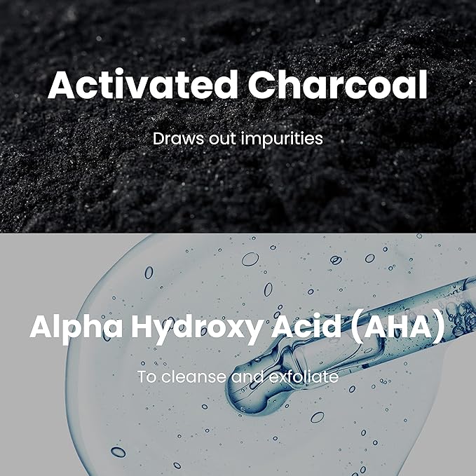 BLAQ Activated Charcoal Face Wipes - Dual Sided Charcoal Facial Cleansing Cloths - Makeup Remover, Exfoliating AHA boosted, Pore Cleansing for Acne Prone Skin - Travel Size Face Wash Cloth - 25 pcs