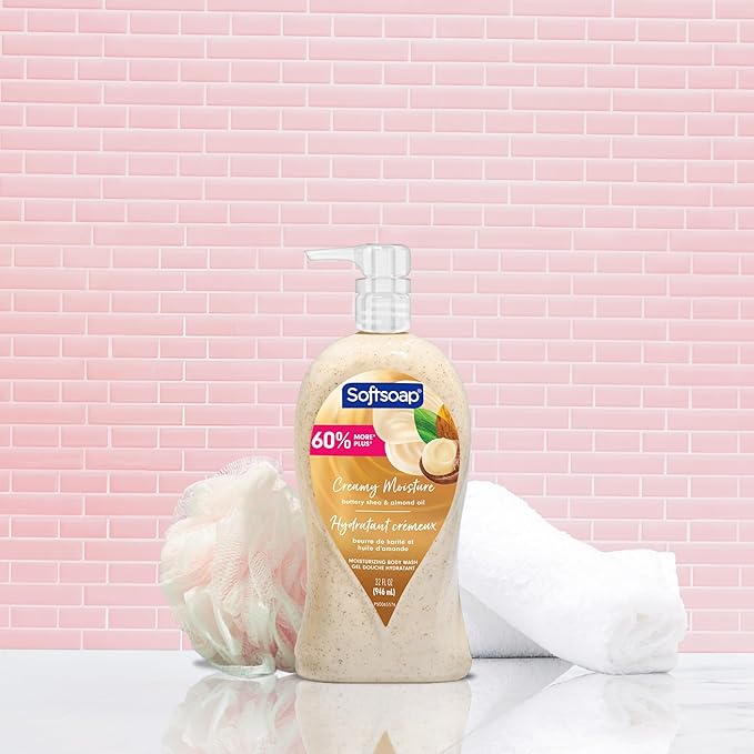 Softsoap Body Wash Pump, Buttery Shea & Almond Oil Body Wash, Moisturizing Body Wash, 32 Ounce, 3 Pack