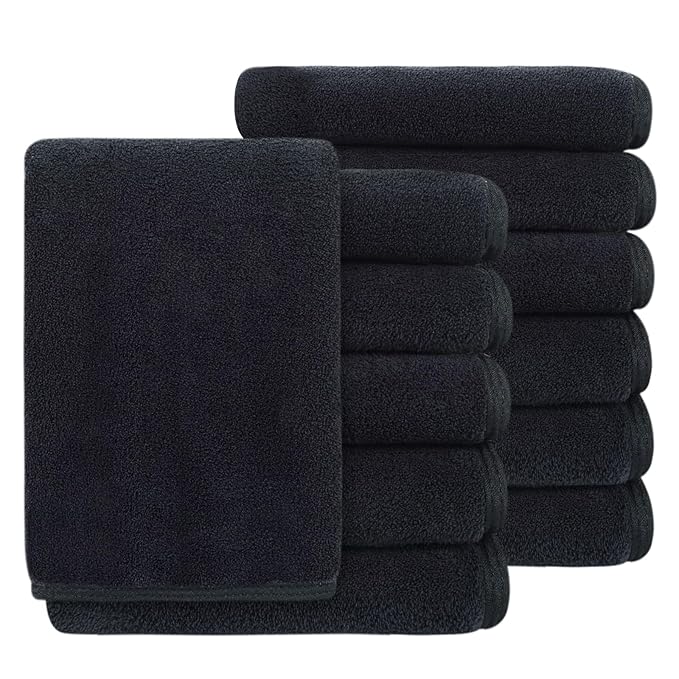 SINLAND Absorbent Coral Velvet Washcloth Ultra Soft Microfiber Face Towels 12 x 12 inch Multi-Purpose Face Cloths for Household and Sport