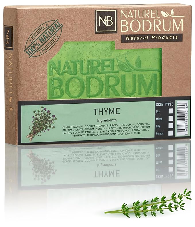 Thyme Organic Soap Bar for Women and Men - Glycerin Soap Bar, Clarifying Facial & Body Bar Soap for Balanced Oily Skin - Natural & Vegan Spa Gift, for All Skin Types