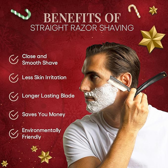 Naked Armor Dodinel Straight Razor - Shave Ready Japanese Stainless Steel Straight Razors for Men with Ebony Wood Scale, Case Included, Close Shave