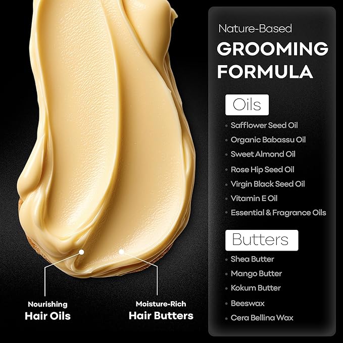 BAHAWAT Hair & Beard Butter for Men Leave-in Conditioner - Oud & Sandalwood scent - Strengthen & Soften– Made in USA -Organic Natural Ingredients | The Best Beard Butter - 2 oz.