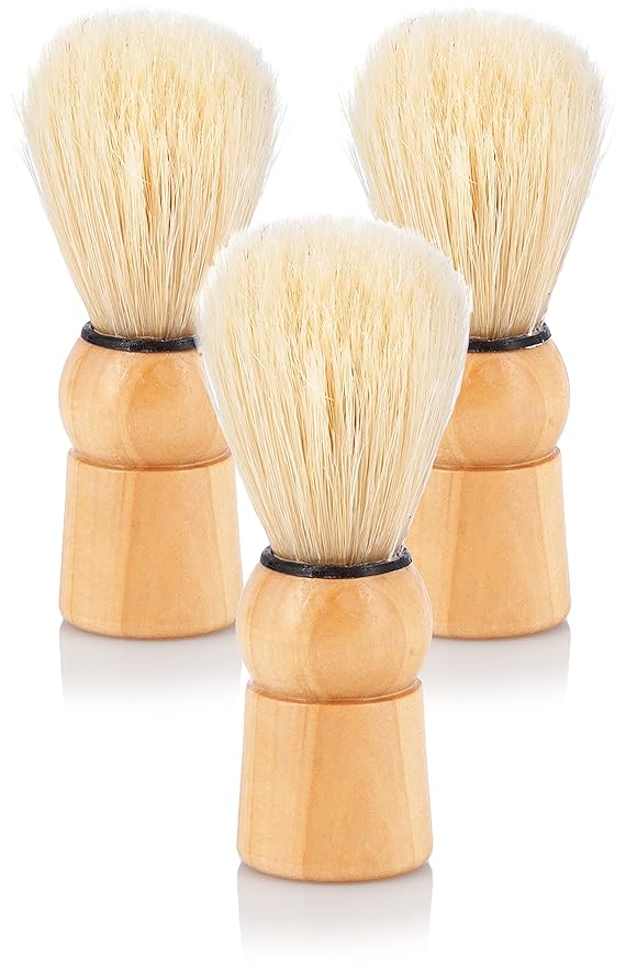 JUVITUS Shaving Brush - Boar Bristles & Wooden Handle - 3 Pack