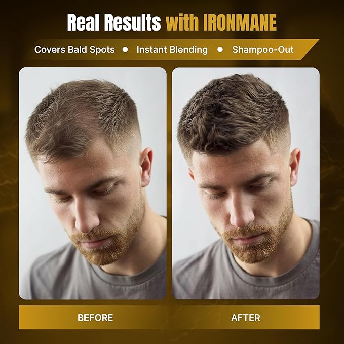IRONMANE - Hair Fibers for Thinning Hair - Instantly Fuller-Looking Hair with 100% Natural Keratin + Biotin - Grey