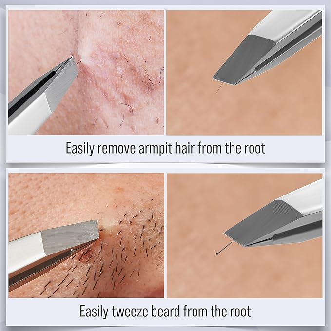DUROX Precision Tweezers for Eyebrows – Slant Eyebrow Tweezers for Women and Men, Made of Stainless Steel with Fine Slant Tips for Eyebrow and Hair Removal