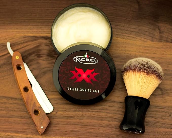 RazoRock XXX Italian Shaving Soap: Artisan Made Shaving Soap for Men - Tallow Based Shave Cream Soap for Wet Shaving - Rich, Creamy Lather and Classic Italian Barber Shop Scent - 5 Fl Ounces (150 ML)