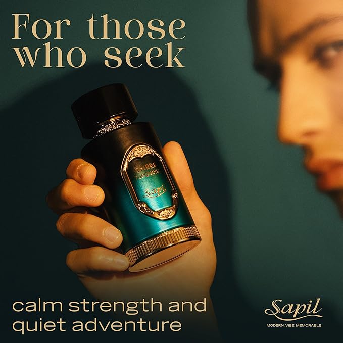 Sapil Ombre Turquoise Eau de Parfum – Long Lasting Unisex Woody Perfume | Cardamom, Leather & Amber Notes | Clean Elegant Signature Fragrance | 3.4 oz / 100ml