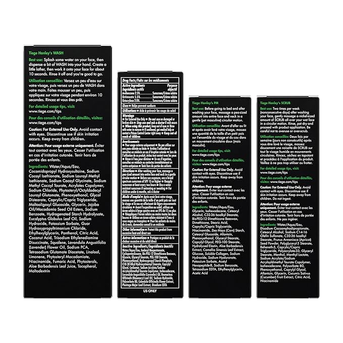 Tiege Hanley 90 Day Large Skin Care Set for Men, Essential Routine, System Level 1, Daily Face Wash, Facial Scrub, Moisturizer With SPF, and Night Cream for Healthy Skin, Men’s Skin Care, 4 Piece Kit