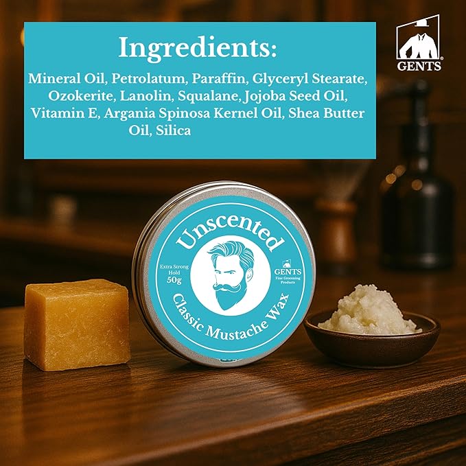 G.B.S Strong Hold Fragrance Free Mustache Wax, Easy Application, Restyleable, long lasting hold with Styling Comb (1.7 oz) (3 Pack, Unscented)
