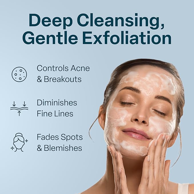 QRxLabs Glycolic Acid Face Wash Gel Cleanser - 10% Glycolic Acid Exfoliating Cleanser - Oil Control Face Wash for Women - Dark Spot Correction Facial Exfoliator - Unscented, 6 Fl Oz, Pack of 1