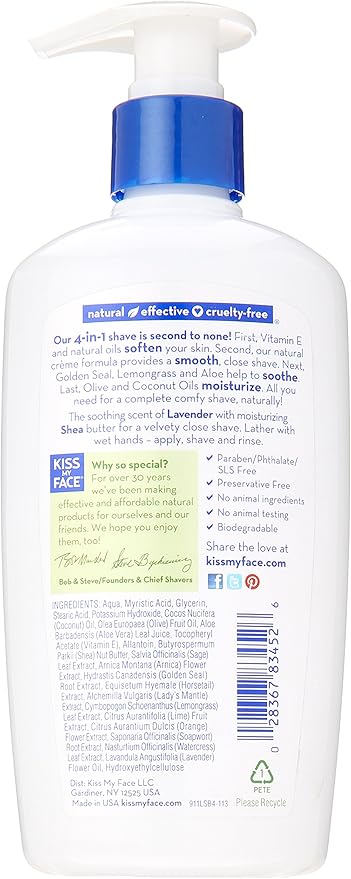Kiss My Face - Lavender And Shea Moisture Shave, 11 fl oz cream