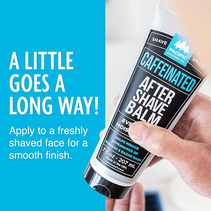 Pacific Shaving Company Caffeinated Aftershave, Men's Grooming Product - Antioxidant Daily Face Lotion + After Shave - Spearmint Post Shave Balm for Sensitive Skin (3.4 Fl Oz, 2 Pack)