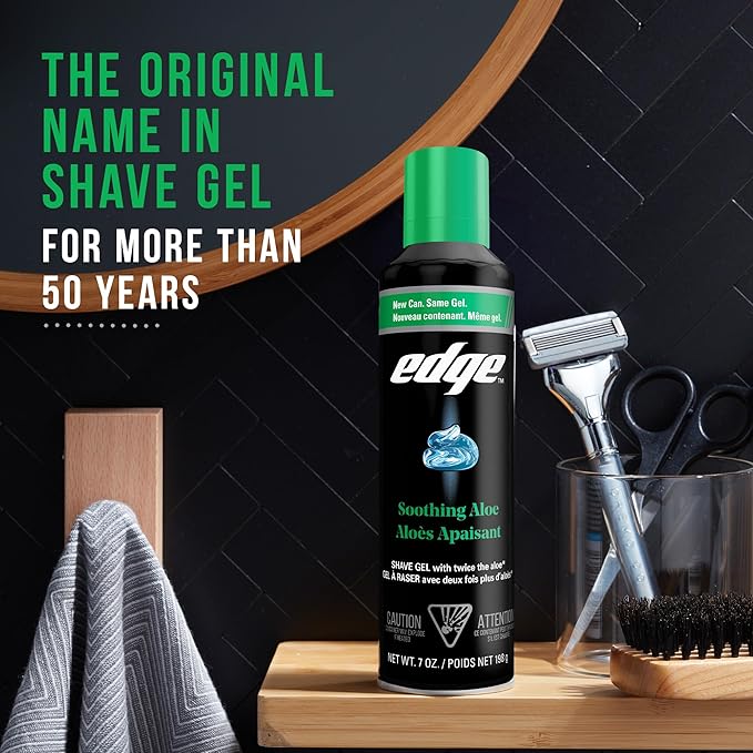 Edge Shaving Gel for Men, Soothing Aloe with Twice The Aloe, (6 Pack) - Shave Gel For Men That Moisturizes, Protects and Soothes To Help Reduce Skin Irritation