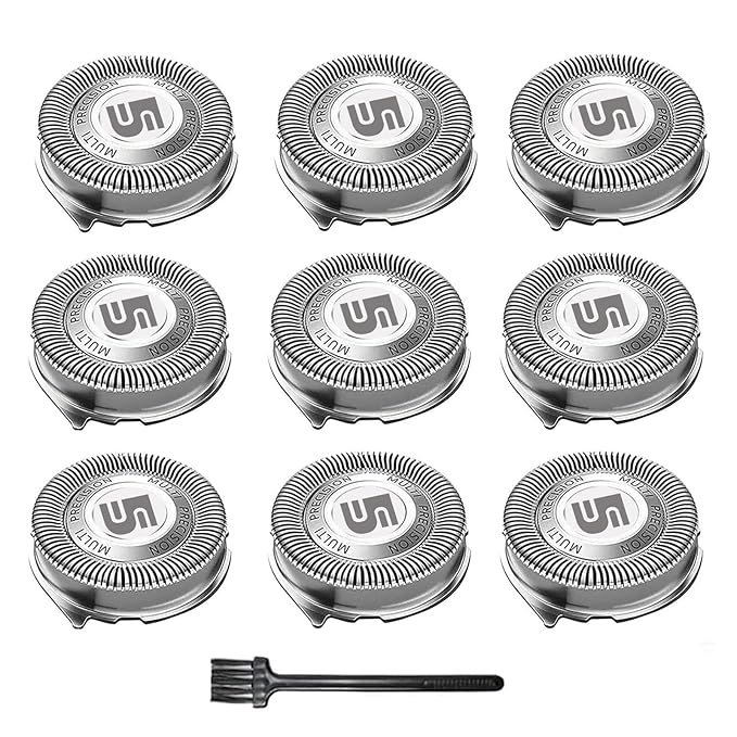 SH50 Replacement Heads for Philips Norelco Series 5000 Electric Shaver, Blades for AquaTouch (S5xxx), PowerTouch (PT8xx, PT7xx) 9-pc Pack