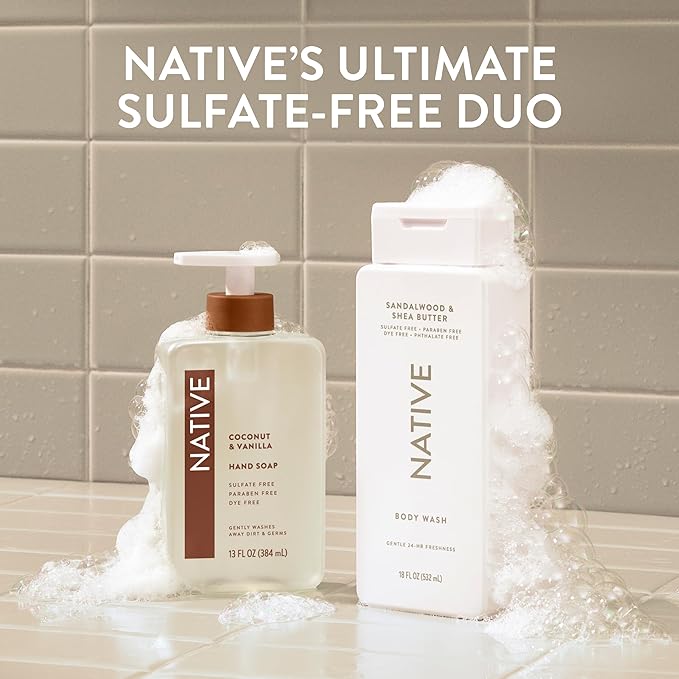 Native Sulfate Free Body Wash Contains Naturally Derived Ingredients | for Women & Men | Sandalwood & Shea Butter, 36 oz