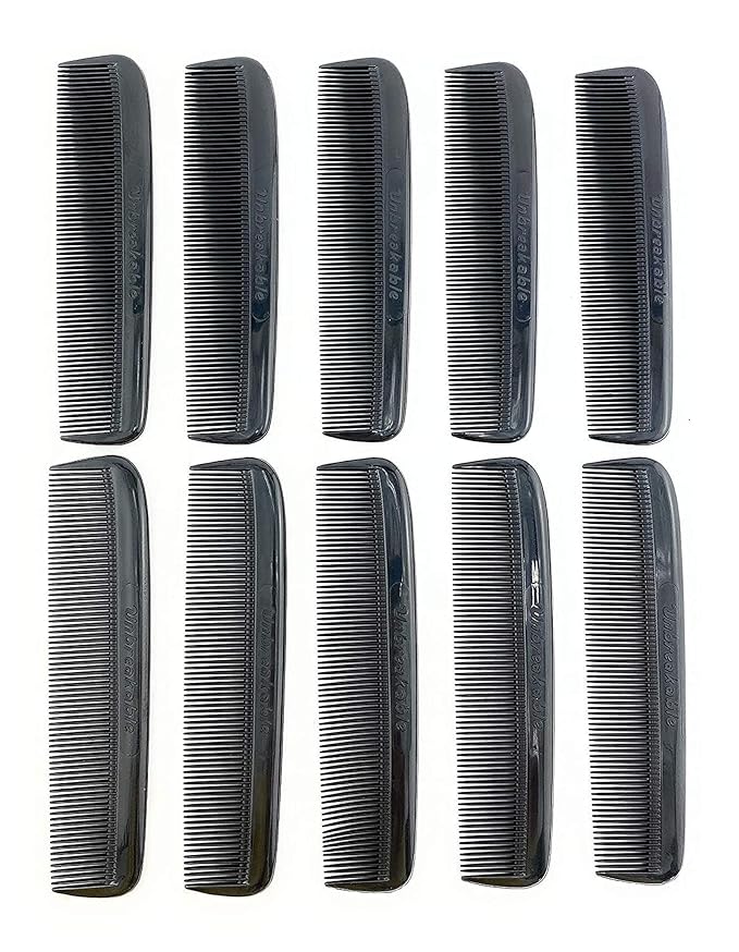 G.B.S Stylish Black Combs 5.07-inch Styling Essentials Comb Includes 10 Plastic Hair Combs Fine, All Fine Combs for Women, Men Grooming, Mustache Beard Pack of 10
