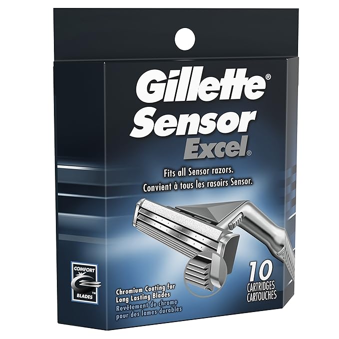Gillette Sensor Excel Men's Razor Blade Refills, 10 Count (Pack of 2)