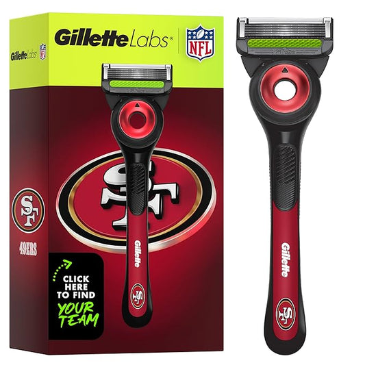 Gillette Labs Special NFL 49ers Edition Shaving Razor for Men - 1 Handle, 1 Razor Blade Refill, Perfect for Game Day Grooming, GilletteLabs with Exfoliating Bar