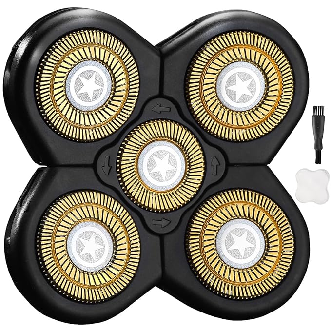 Star 5 Blades Shaver Replacement Heads Compatible with Freedom Gold Head Shaver, ANYSONIC 5 Blades Replacement Blades Wet and Dry Use(5 Blades, Gold)