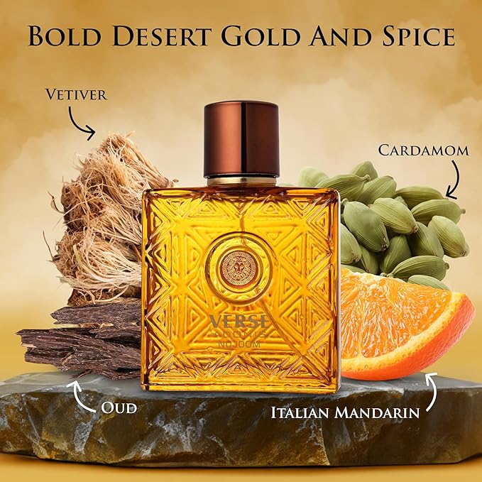 NovoGlow Verse Adonis Nujoom Parfum for Men, Oriental Woody Cologne, Sweet Caramel Mandarin Spicy Cardamom, Amber Incense Patchouli, Long Lasting Luxury Fragrance 3.4 oz / 100ml