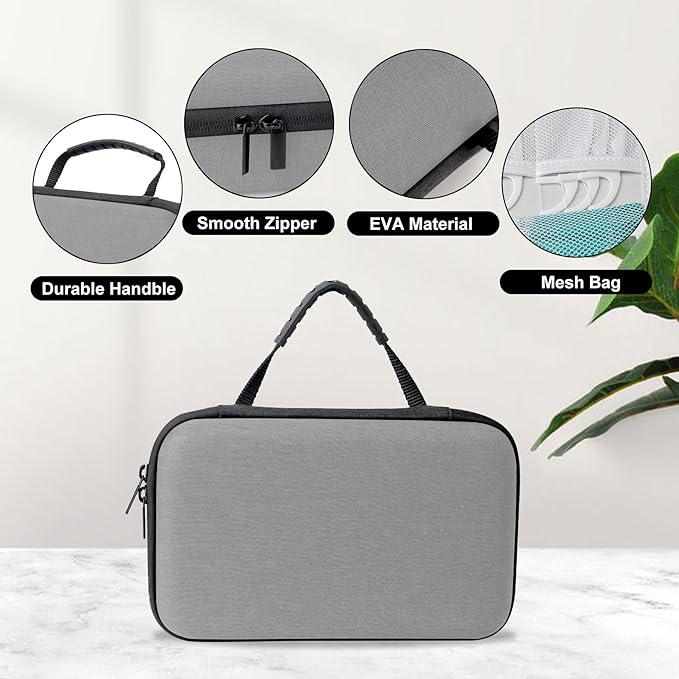 SMYV Water Flosser Travel Case, Portable Dental Oral Irrigator Travel Organizer with Handle, Hard Eva Storage Bag for Flosser, Electric Toothbrush, Toothpaset and Irrigator Accessories (Light Grey)