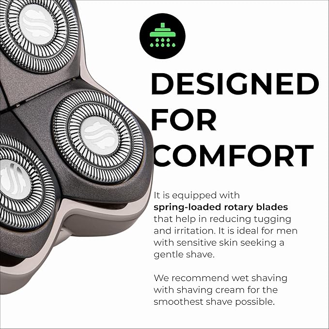 Skull Shaver Forte PRO 4 Head Replacement Blade - Shaver Blade for Wet & Dry Shaving - Rotary Heads Design - Japanese Stainless Steel - Compatible with Pitbull, Palm & Butterfly Kiss Shavers