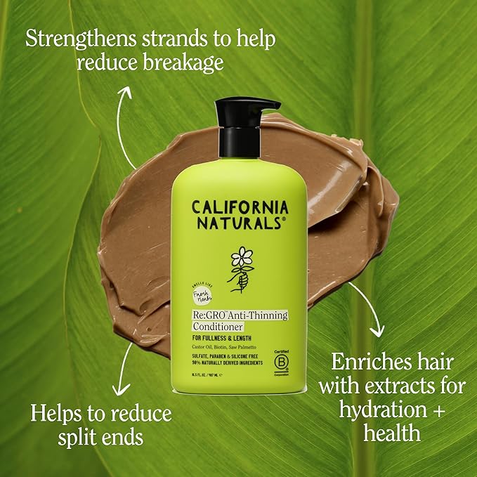 California Naturals Re:GRO Hair Conditioner, Anti-Thinning & Hair Growth Support, All Hair Types, Vegan, Natural, Cruelty Free, Silicone, Paraben & Sulfate Free Conditioner, 20 fl oz