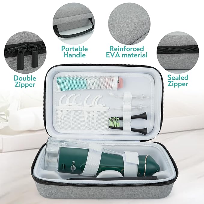 SMYV Water Flosser Travel Case, Portable Oral Irrigator Organizer, Sturdy Carrying Storage Holder for Flosser, Electric Toothbrush, Toothpaste and Irrigator Accessories (Case Only) - Grey