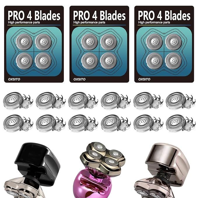 12 Pack Pro 4 Head Replacement Blades for Head Razors Gold PRO, Silver PRO, Platinum PRO… Series, Precision Replacement Blades for Head, Face, and Body Grooming.(12Pack, 3Set)