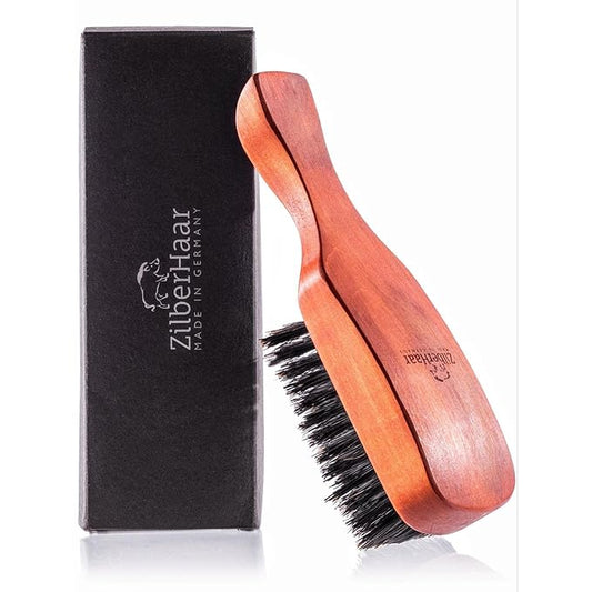 ZilberHaar Major – Men's Hair and Beard Brush – Soft Boar Bristles – Massages and Exfoliates Skin and Scalp – Ideal Men's Grooming Accessory – Made in Europe
