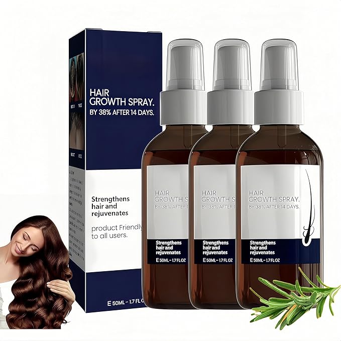 Hair Growth Spray, Natural Hair Regrowth Spray, Herbs Ginseng Hairs Tonic, Hydrating Helper for Shine & Strength, Lightweight Leave-In Oil for All Hairs Types (3 Pcs Set)
