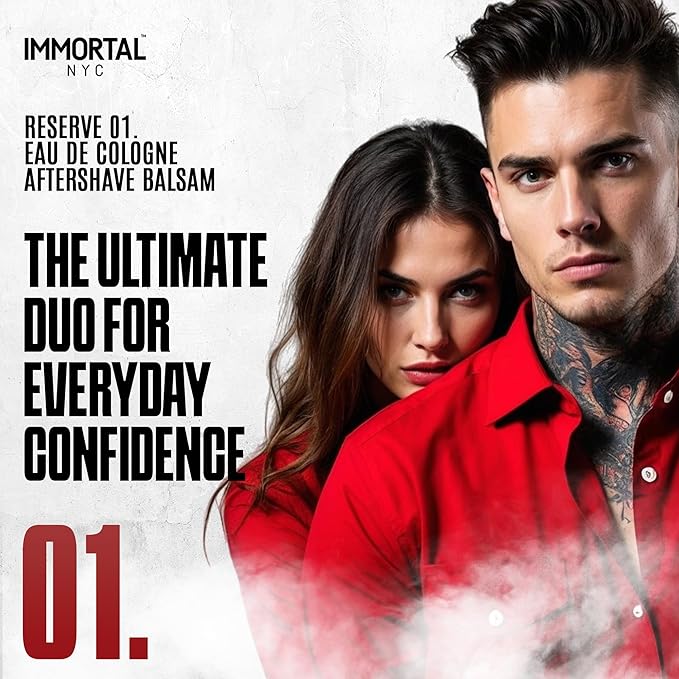 Immortal NYC Reserve 01, AFTERSHAVE SPRAY & BALM/CREAM for Men- Moisturizing & Soothing Formula After Shaving and Reserve Cologne 01 Eau de Cologne-Spicy Floral Aftershave For Men-17 oz