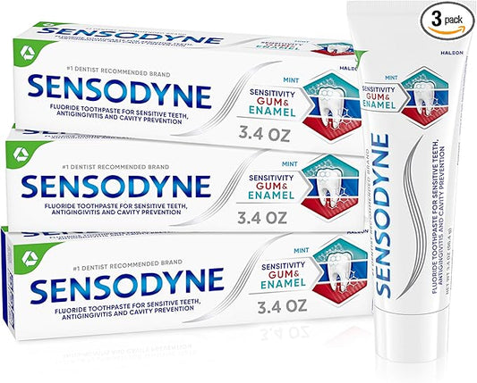 Sensodyne Toothpaste Sensitivity Gum and Enamel, Triple Protection, Refreshing Fluoride Toothpaste, Mint Flavor - 3.4 Ounces x 3
