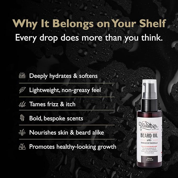 Beard Oil for Men – Hydrating Beard Conditioner & Softener with Sweet Almond & Argan Oils – 2 oz, Tobacco Vanilla